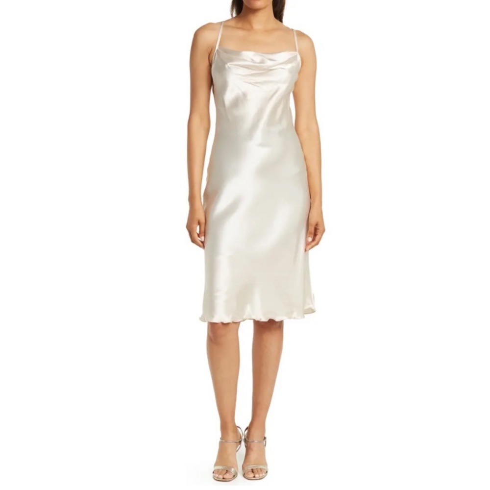 Satin Cowl Neck Slip Dress